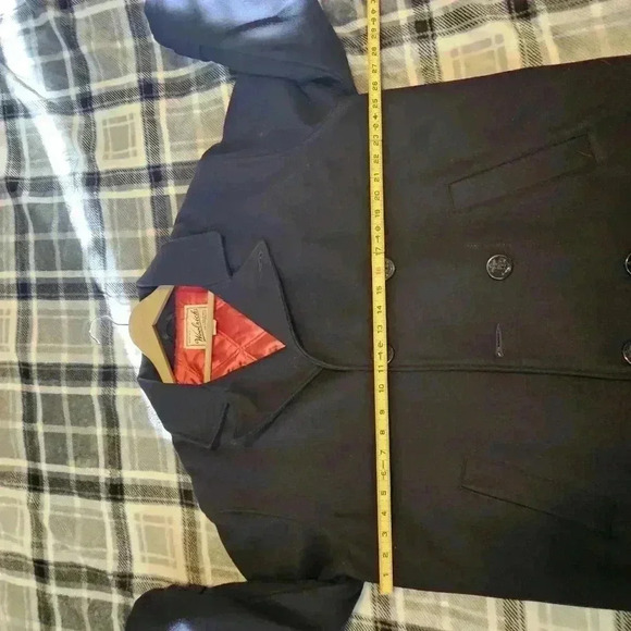 Vintage Woolrich double breasted Large man's navy blue peacoat - Picture 5 of 13